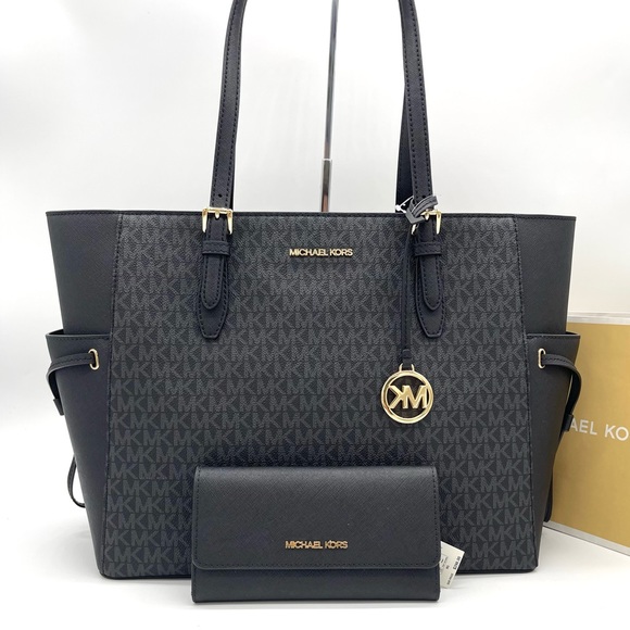 Michael Kors Gilly Tote Bag Black & Trifold Wallet - Picture 3 of 10